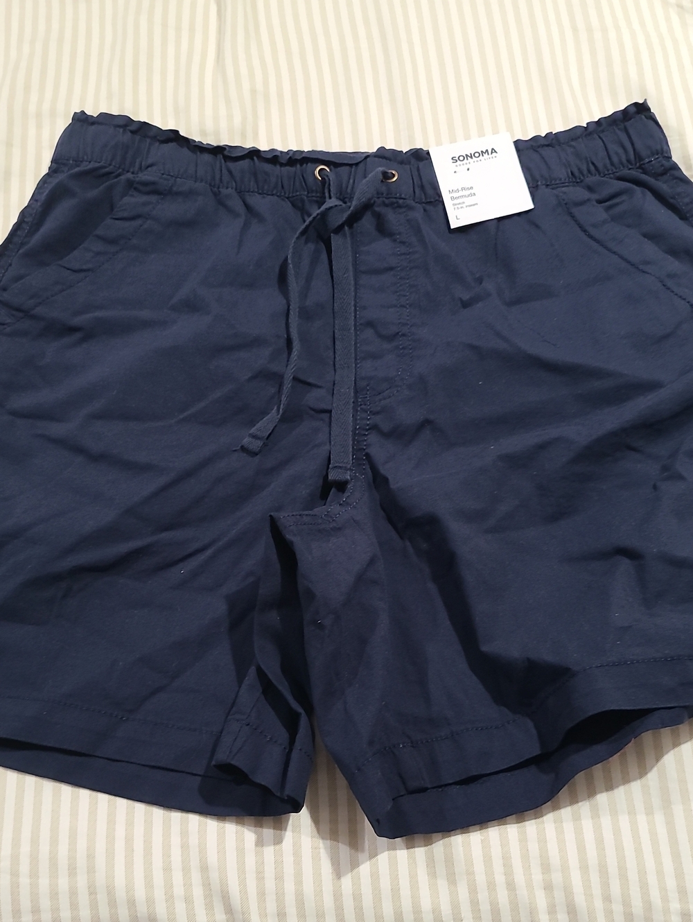 Sonoma Navy Flat Front Drawstring Womens Shorts